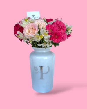 Jarrón De Rosas Con Mini Rosas y Astromelias